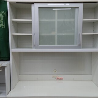★ レンジボード 食器棚 ホワイト 上段スライドドア 引出しソフトクロージャ―☆120×51×200☆配達可能 買取帝国 朝霞店 