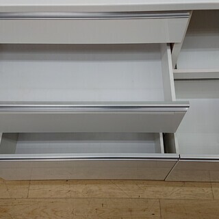 ☆ レンジボード 食器棚 ホワイト 上段スライドドア 引出しソフト