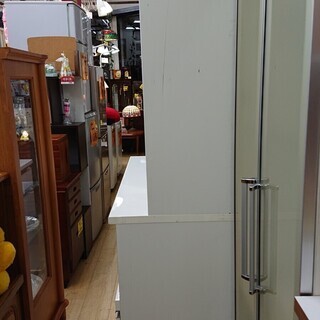 ★ レンジボード 食器棚 ホワイト 上段スライドドア 引出しソフトクロージャ―☆120×51×200☆配達可能 買取帝国 朝霞店 