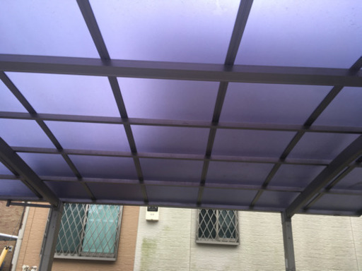 TOEX☆アルミサッシポリカ並列2台用カーポート 分解撤去済み 車庫倉庫