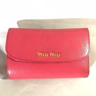 miumiu ミュウミュウ ピンクレザー コンパクト 3つ折財布