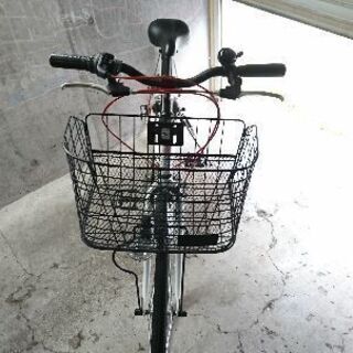 自転車中古 クロスバイク 外装6段変速 LEDライト新品 前後タイヤチューブブリヂストン交換済み カゴ付き 鍵新品 タイヤ27インチ