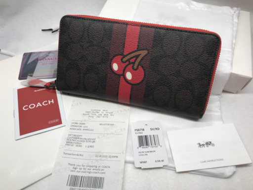 【新品未使用】COACH パックマンチェリー 長財布 限定 コラボ　鑑定済 新品未使用】COACH パックマンチェリー 長財布 限定 コラボ 鑑定済