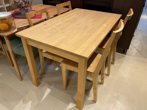 ダイニングテーブルセット IKEA イケア テーブル チェア 5点セット ナチュラル 北欧系 中古品