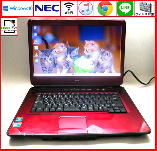 NEC メモリ4GB HDD160GB ノートパソコン/人気の赤