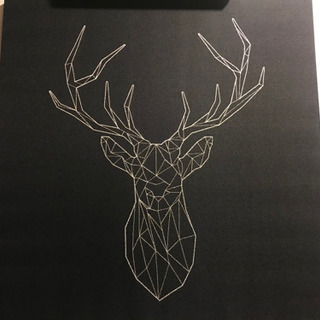 テキスタイル　鹿の刺繍のパネル
