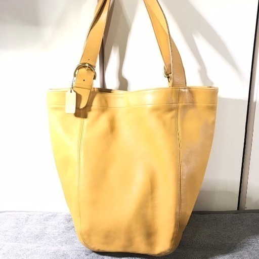 COACH オールドコーチ イエローレザー バケツ型でかトートバッグ