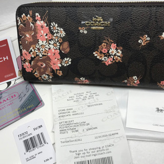 大幅値下げ！【新品未使用】COACH コーチ 長財布 花柄 ブラ...