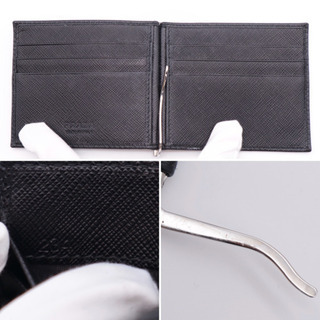 《PRADA/サフィアーノ マネークリップ 》ABランク ブラック 箱 ギャラ有