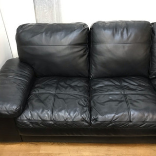 ニトリ カウチコーナーソファ 本革 ブラック 中古