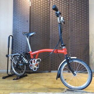 ■BROMPTON M6R 折畳み自転車 ブロンプトン レッド 16インチ 内装3段変速 クロモリ コンパクト タイヤバリ山! 自転車 札幌発