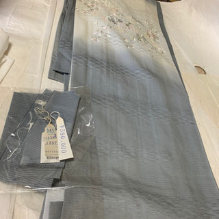 美品　値下げお買得　グレー３点セットタグ付き　購入価格総額70万　女性用着物　