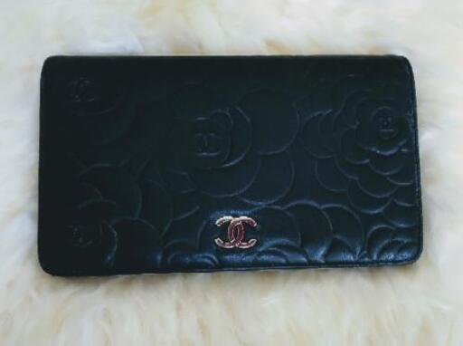 シャネル CHANEL カメリア長財布 ラムスキン