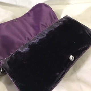 COACHコーチ オプアート 紫ベロア クラッチバッグ ストラップ COACH