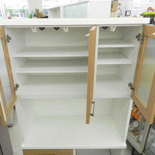 レンジボード ナチュラルブラウン×ホワイト セパレート式 幅88.5cm ☆ PayPay(ペイペイ)決済可能 ☆ 札幌市 北区 屯田 レンジボード ナチュラルブラウン×ホワイト セパレート式 幅88.5cm