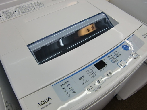 【配送・設置無料】☆超美品☆2017年製 AQUA アクア AQW-S60E（W） [簡易乾燥機能付洗濯機 6.0kg]