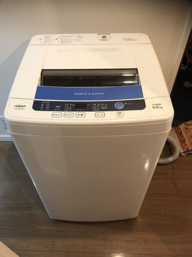 AQUA アクア 洗濯機 AQW-S60B 6キロ 動作品②