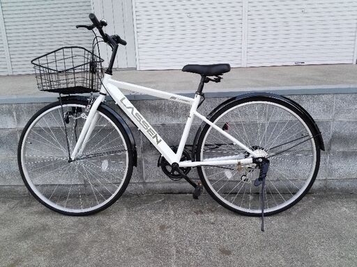 買い物自転車 ラッセン 未使用品 27インチ ライト/スチール籠付き ホワイト 配送無料