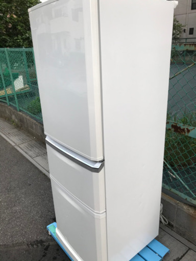 新規受付終了】2011年製 三菱 3ドア 冷凍冷蔵庫 MR-C34S-W 自動製氷 ピュアホワイト