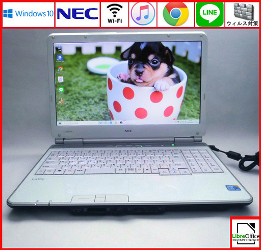 NEC メモリ4GB HDD320GB ノートパソコン/wifi/スパークリングリッチホワイト