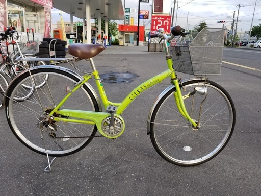 【恵庭】自転車　6段切り替え付き　27インチ　グリーンカラー　PayPayOK!