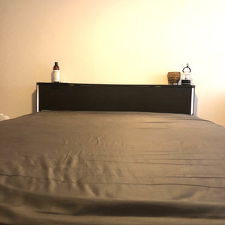 【収納付きダブルベッド(良品)】原価10万越え！収納、照明◎