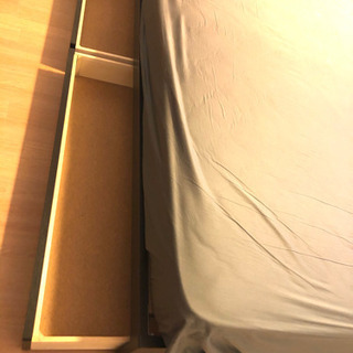 【収納付きダブルベッド(良品)】原価10万越え！収納、照明◎