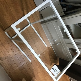 IKEA サイドテーブル 35x65センチ ガラス ホワイト