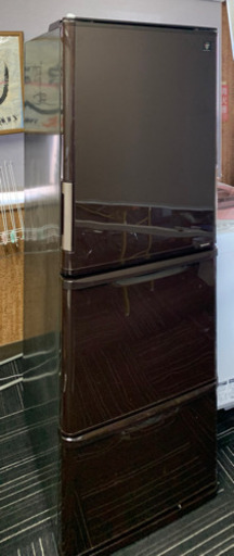 シャープ 冷凍冷蔵庫 SJ-PW35B-T 350L 3ドア どっちもドア プラズマクラスター 約幅60cm ダークブラウン 2015年製