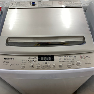 安心の1年保証付！hisense 7.5kg全自動洗濯機【トレフ...