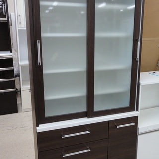 レンジボード 食器棚 DBR×WH 【ユーズドユーズ名古屋天白店】J196