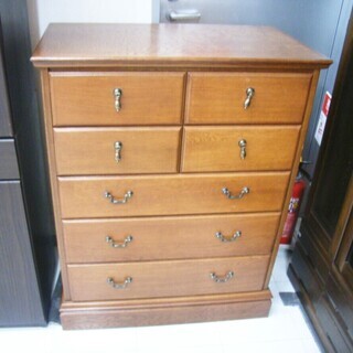 チェスト 木製 幅:79×奥行:44×高さ105cm アンティーク風 苫小牧西店