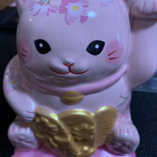 ピンクの招き猫 貯金箱 桜柄（7月初旬に処分）