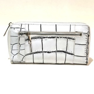 【未使用】【プレゼント】ヘンローン社製 ラウンドファスナー 長財布 長財布（小銭入れあり） クロコダイル ホワイト