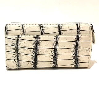 【未使用】【プレゼント】ヘンローン社製 ラウンドファスナー 長財布 長財布（小銭入れあり） ベージュ系　クロコダイル