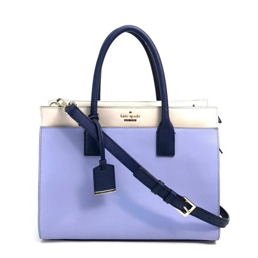 Kate Spade ケイトスペード PXRU5931 2WAY ハンドバッグ サッチェル キャメロンストリート ショルダーバッグクロスハッチドレザー ライトブルー×ネイビー レディース