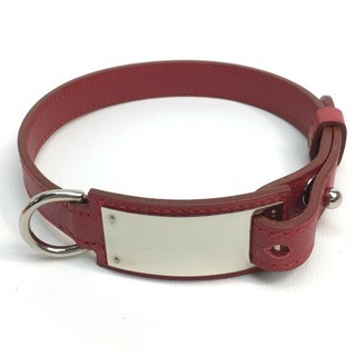 HERMES エルメス ペット用品 革 ドッグカラー 首輪 ペット用 犬用 クシュベル レッド×シルバー金具 HERMES エルメス ペット用品 革 ドッグカラー 首輪 ペット用 犬用