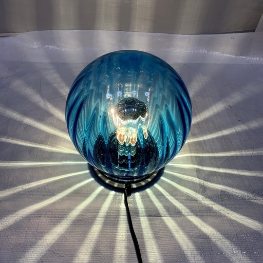 ガラス製 置き型 間接照明 丸型 村上工作所 ブルー 直径 高さ22 白熱灯照明器具 ベッドサイドライト 中古 B ジュンマイ 福井のその他の中古あげます 譲ります ジモティーで不用品の処分