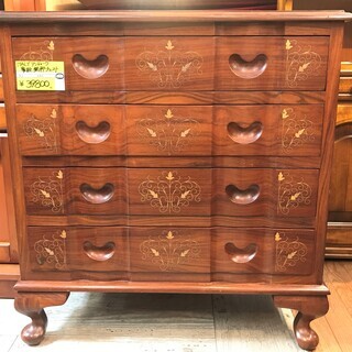 イタリア製 アンティーク 象嵌 猫脚チェスト ブラウン☆買取帝国 志木店