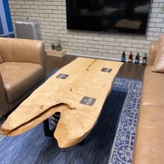 西海岸風  一枚板 テーブル137.5【脚:長さ•素材(木製に)...