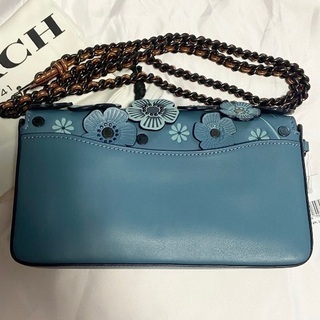 新品 COACH コーチ ティーローズ ディンキー 青 クラッチバッグ