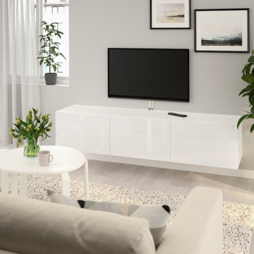 IKEAテレビボード　ベストー鏡面ホワイト