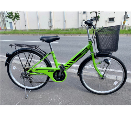 点検整備済み❣️小柄な方必見‼️自転車 Wisteria  22インチ　６段切替　緑無料配送
