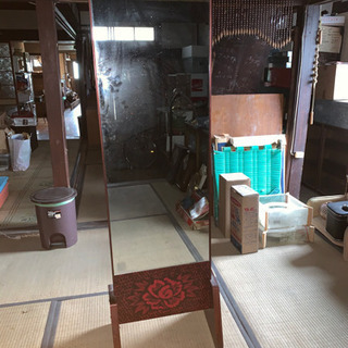 【引取限定】姿見鏡　鎌倉彫り　昭和レトロ　モダン