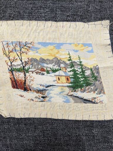 6/21までに! ヨーロッパ式刺繍絵タペストリー: Winter in the Mountain  