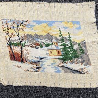 ヨーロッパ式刺繍絵タペストリー: A Cottage in the Forest 6/21までに! ヨーロッパ式刺繍絵タペストリー: A Cottage in the