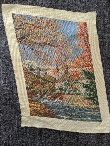 6/21までに! ヨーロッパ式刺繍絵タペストリー: Autumn in the Mountain