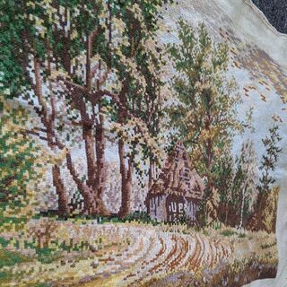 6/21までに! ヨーロッパ式刺繍絵タペストリー: A Cottage in the Forest