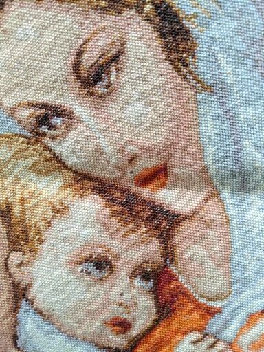 ヨーロッパ式刺繍絵タペストリー: Madonna with the Child