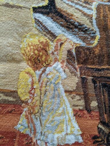 ヨーロッパ式刺繍絵タペストリー:  At the River ヨーロッパ式刺繍絵タペストリー: The Little Pianist（Leo